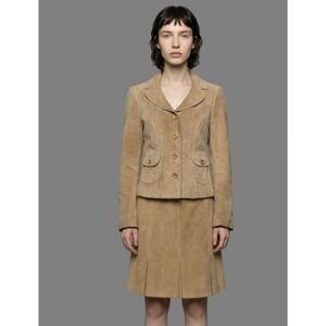 Ann Taylor Loft Suede Blazer Jacket and Skirt Set Tan Size 6/ 4